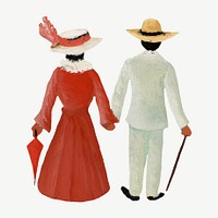 Henri Rousseau's Victorian couple, vintage collage element psd, remixed by rawpixel