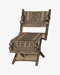 Victorian folding chair, vintage furniture illustration. Remastered by rawpixel.