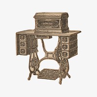 Victorian sewing table, vintage furniture illustration. Remastered by rawpixel.