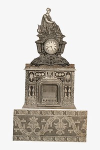 Victorian clock, vintage fireplace illustration. Remastered by rawpixel.