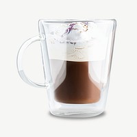 Latte coffee mug collage element psd