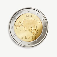 Estonia 2 Euro coin collage element psd