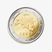 Estonia 2 Euro coin, isolated image