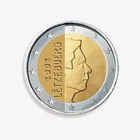 Luxembourg 2 Euro coin, isolated image