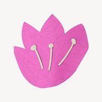 Pink tulip flower paper craft element psd