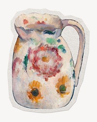 Cezanne&rsquo;s jug paper element with white border, artwork remixed by rawpixel.