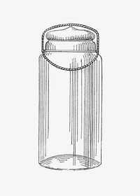 Jar vintage illustration, collage element psd