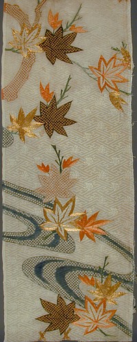 Kosode (Kimono) Fragment with Maple Leaves and Water