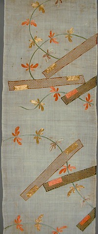 Katabira (Kimono) Fragment with Aquatic Plant and Deconstructed Raft