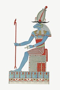 Egypt god vintage illustration, collage element psd
