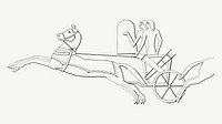 Egypt carriage vintage illustration, collage element psd