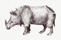 Vintage rhinoceros, animal illustration psd. Remixed by rawpixel. 