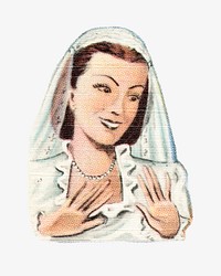 Smiling bride, vintage woman illustration. Remixed by rawpixel.