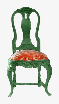 Green vintage chair, furniture illustration. Remixed by rawpixel.