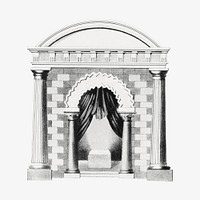 Vintage arch and curtain, architecture illustration. Remixed by rawpixel.
