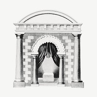 Vintage arch and curtain, architecture illustration psd. Remixed by rawpixel.