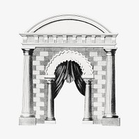 Vintage arch and curtain, architecture illustration. Remixed by rawpixel.