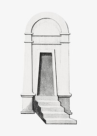 Vintage arch & stairway, architecture illustration. Remixed by rawpixel.