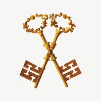 Crossed keys, Masonic chart of the Scottish rite illustration psd. Remixed by rawpixel.