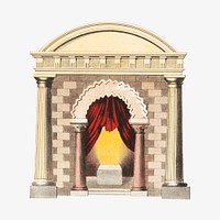 Vintage curtain & arch, architecture illustration. Remixed by rawpixel.