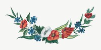 Segment of a Floral Wreath, vintage flower illustration psd. Remixed by rawpixel.