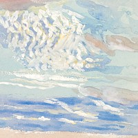 Blue sky background, watercolor painting. Remixed from Francis Augustus Lathrop artwork, by rawpixel.