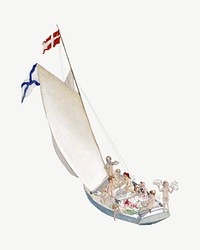 Sailboat watercolor illustration element psd. Remixed from Albert Ededlfelt artwork, by rawpixel.