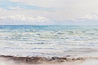 Sea view background, watercolor painting. Remixed from George Elbert Burr artwork, by rawpixel.