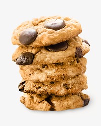 Chocolate chip cookies food photography recipe idea, isolated design