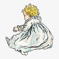 Vintage toddler child illustration by Shober & Carqueville Lith. Co. Remixed by rawpixel.