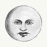 Moon with man's face illustration psd. Remixed by rawpixel.
