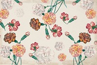 Vintage colorful carnations background. Remixed by rawpixel. 