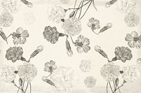 Vintage monotone carnations background. Remixed by rawpixel. 