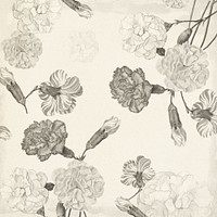 Vintage monotone carnations background. Remixed by rawpixel. 