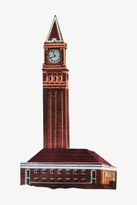 Vintage Seattle's King Street Train Station clock tower illustration psd. Remixed by rawpixel. 