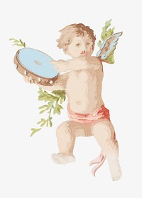 Vintage cherub illustration. Remixed by rawpixel. 