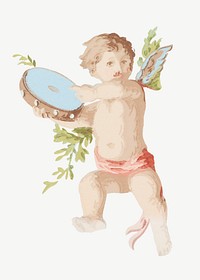 Vintage cherub psd. Remixed by rawpixel. 