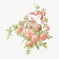 Vintage pink flower psd. Remixed by rawpixel. 