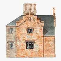 Vintage brick house illustration psd. Remixed by rawpixel. 