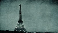 Lightning striking Eiffel Tower desktop wallpaper, vintage photograph. Remixed by rawpixel.