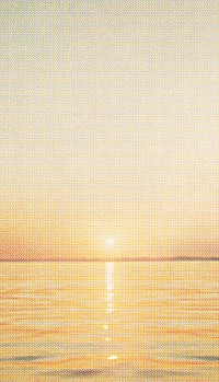 Summer sunset ocean iPhone wallpaper, vintage illustration. Remixed by rawpixel.