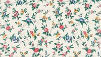 Vintage flower patterned desktop wallpaper, beige design. Remixed by rawpixel.