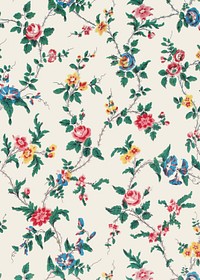 Vintage flower patterned background, beige design. Remixed by rawpixel.