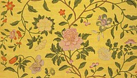Vintage flower patterned background, yellow design. Remixed by rawpixel.