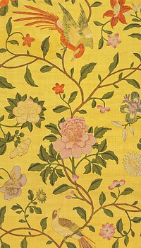 Vintage flower patterned iPhone wallpaper, yellow design. Remixed by rawpixel.