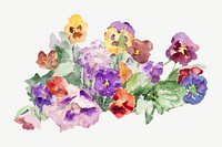 Colorful spring flowers, vintage illustration psd Violets by Maria Wiik. Remixed by rawpixel.