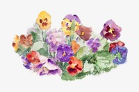 Colorful spring flowers, vintage illustration Violets by Maria Wiik. Remixed by rawpixel.