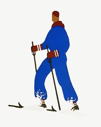 Skiing man, vintage sport illustration psd by Jack Rivolta. Remixed by rawpixel.