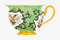 Vintage porcelain cup, floral design. Remixed by rawpixel.