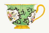 Vintage porcelain cup, floral design psd. Remixed by rawpixel.